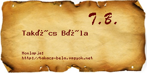 Takács Béla névjegykártya